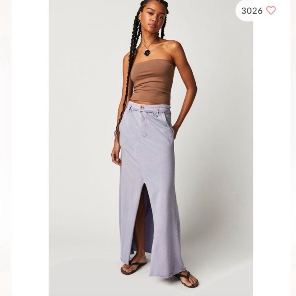 Free People Purple Maxi Skirt with Slit for Resort Wear